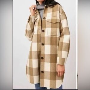 Rails Brown and Cream Buffalo Check Shirt jacket.